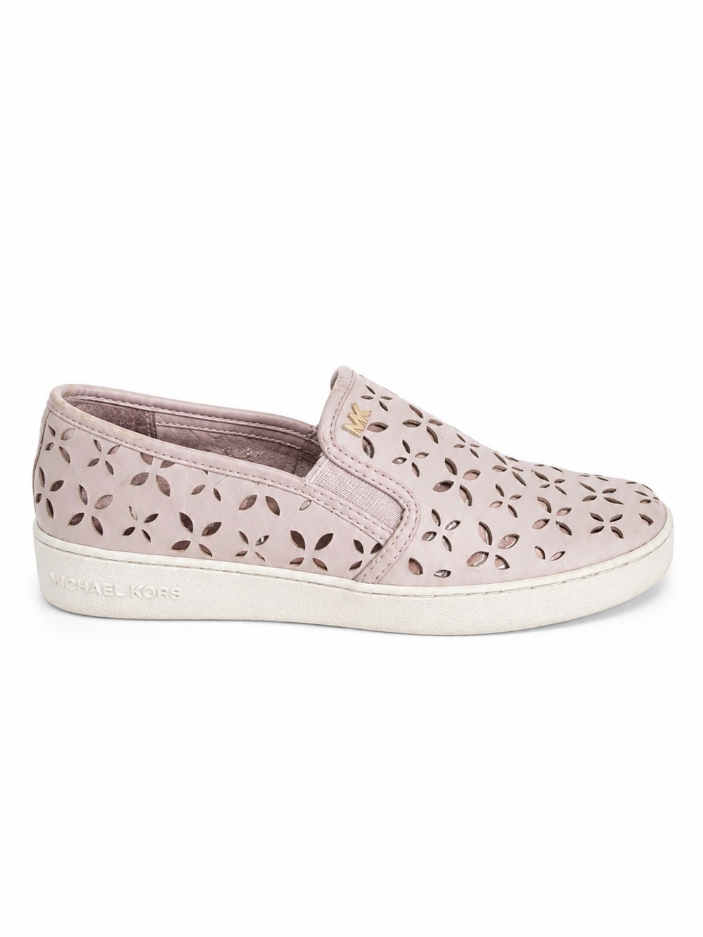 Michael Kors Keaton Slip On Sneakers Perforated Blush Pink Leather Size 5